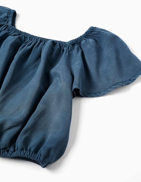 Blouse en lyocell avec col et taille élastiques Bleu foncé 3 - vertbaudet enfant 