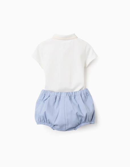 Body-polo + short en sergé Bleu clair 2 - vertbaudet enfant 