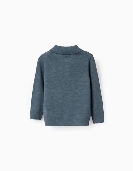Pull en maille à col polo Bleu foncé 2 - vertbaudet enfant 