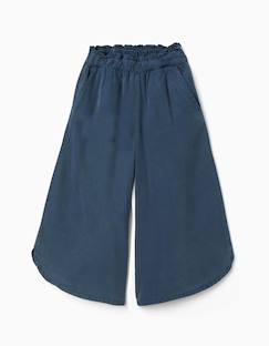-Pantalon en lyocell à jambe large et taille élastique
