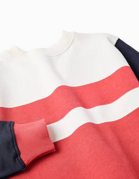 Sweat en coton avec blocs de couleur Rouge 4 - vertbaudet enfant 