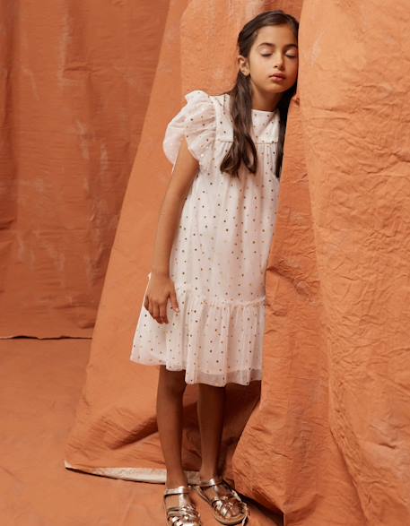 Robe en tulle sans manches avec volants et étoiles Blanc 1 - vertbaudet enfant 