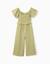 Combinaison en coton à jambe large et broderie anglaise Beige clair+Vert clair 6 - vertbaudet enfant 