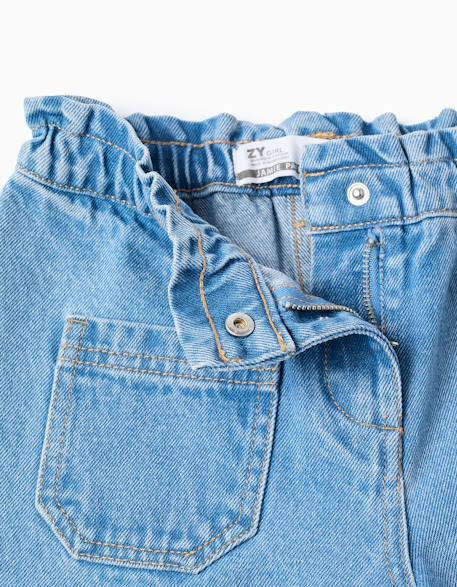 Jean en coton à ourlets effilochés Bleu clair 3 - vertbaudet enfant 