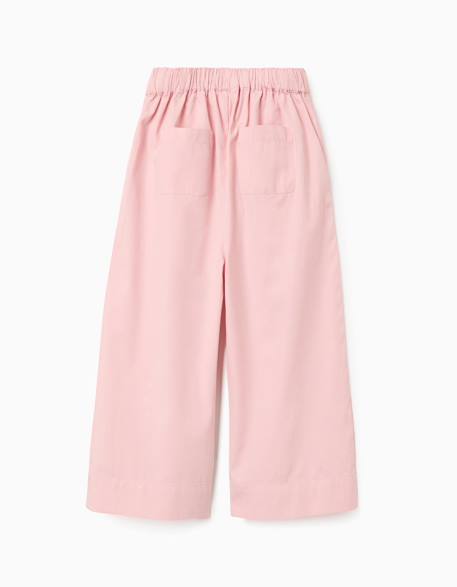 Pantalon en popeline à jambes larges et plis à l'avant Rose clair 2 - vertbaudet enfant 