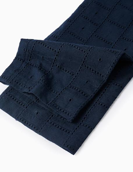 Combinaison en coton à broderie anglaise et volants Bleu foncé 4 - vertbaudet enfant 