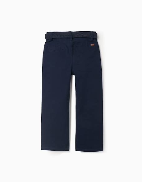 Pantalon chino slim en sergé avec ceinture Beige clair+Bleu foncé 6 - vertbaudet enfant 