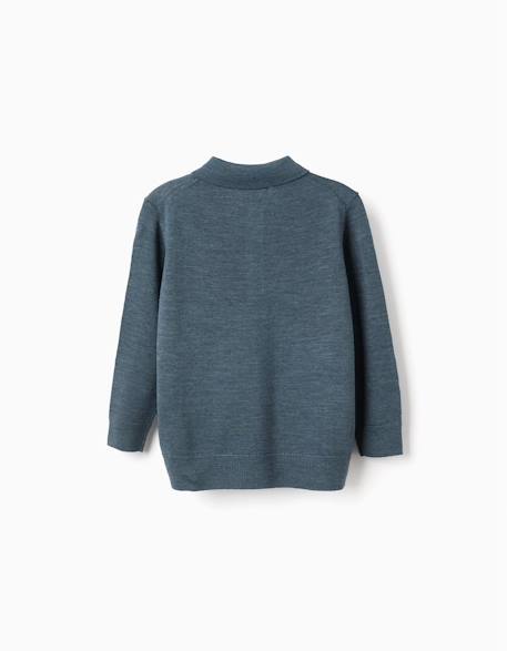 Pull en maille à col polo Bleu foncé 2 - vertbaudet enfant 
