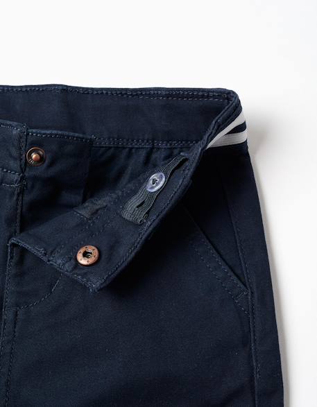 Pantalon chino slim en sergé avec bande rayée Bleu 3 - vertbaudet enfant 