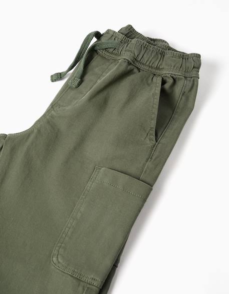Pantalon en sergé à coupe droite avec poches cargo Vert foncé 3 - vertbaudet enfant 