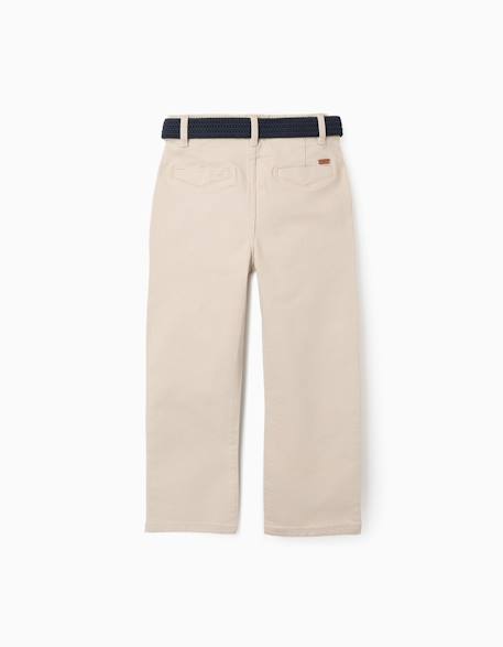 Pantalon chino slim en sergé avec ceinture Beige clair+Bleu foncé 2 - vertbaudet enfant 