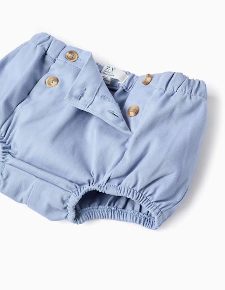 Body-polo + short en sergé Bleu clair 4 - vertbaudet enfant 