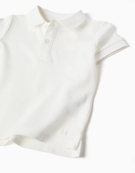 Polo en coton, à manches courtes, boutons Blanc+Bleu+Jaune clair+Orange sombre 3 - vertbaudet enfant 