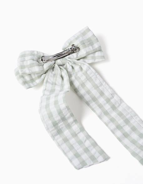 Barrette à cheveux avec nœud vichy b&s Vert clair 2 - vertbaudet enfant 