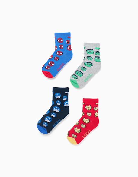 Garçon-Lot 4 paires de chaussettes à imprimées marvel