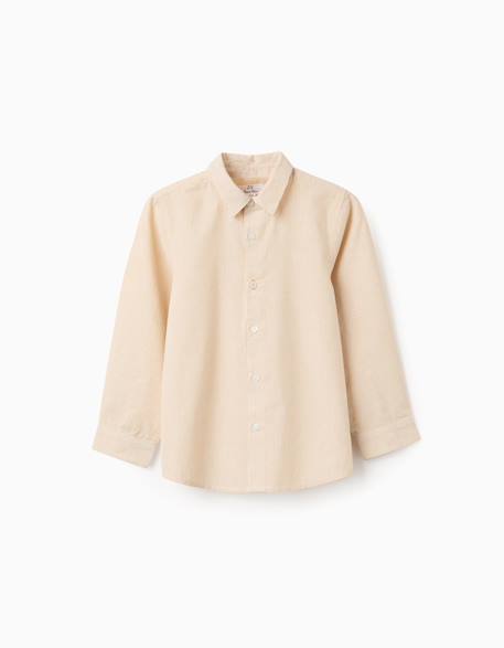 Chemise en coton à manches longues et rayures Jaune 1 - vertbaudet enfant 