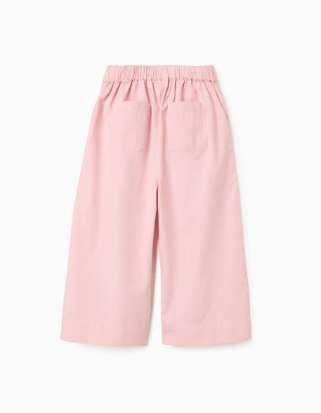 Pantalon large en popeline à plis Rose clair 2 - vertbaudet enfant 