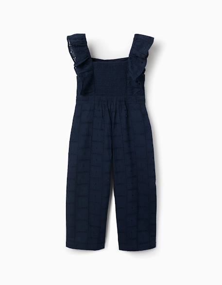 Combinaison en coton à broderie anglaise et volants Bleu foncé 2 - vertbaudet enfant 