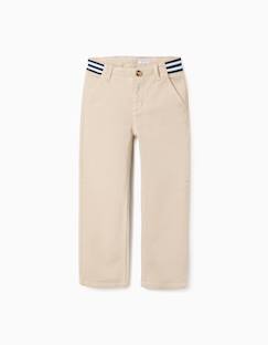 -Pantalon chino slim en sergé avec bande rayée