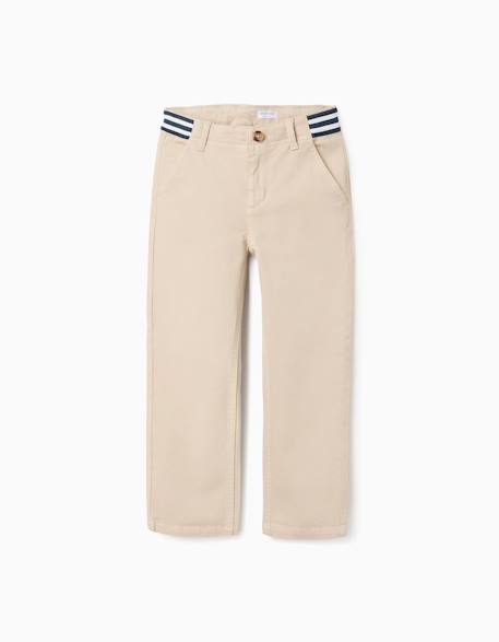 Garçon-Pantalon chino slim en sergé avec bande rayée