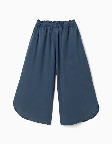 Pantalon en lyocell à jambe large et taille élastique Bleu foncé 2 - vertbaudet enfant 