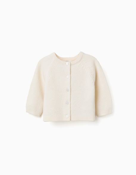 Cardigan en maille de coton à point de lien b&s Beige clair 1 - vertbaudet enfant 