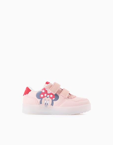 Baskets bi-matière lumineuses avec minnie Rose clair 1 - vertbaudet enfant 