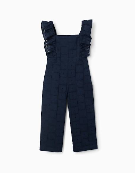 Fille-Salopette, combinaison-Combinaison en coton à broderie anglaise et volants