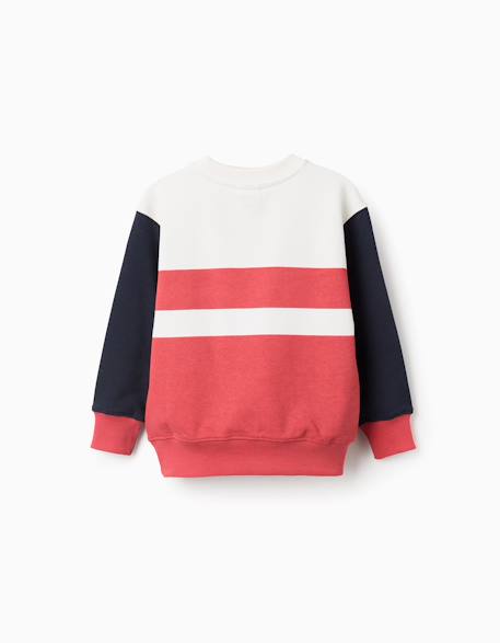Sweat en coton avec blocs de couleur Rouge 3 - vertbaudet enfant 