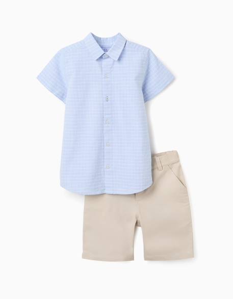 Garçon-Ensemble chemise à manches courtes et short en coton