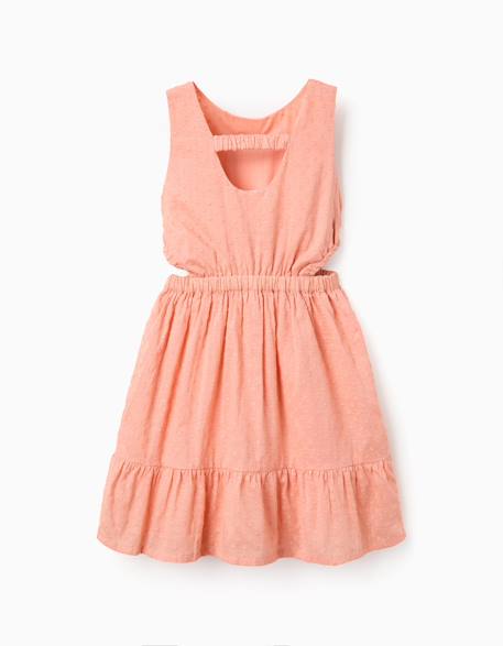 Robe en coton à pois suisses et découpes Orange clair 2 - vertbaudet enfant 