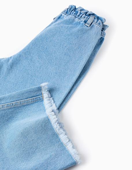 Jean en coton à ourlets effilochés Bleu clair 4 - vertbaudet enfant 