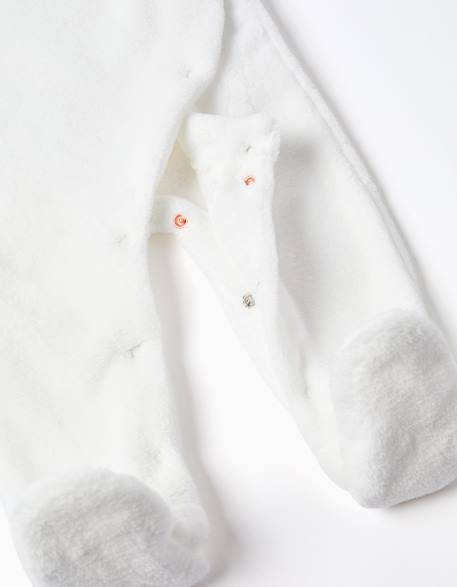 Grenouillère en polaire corail avec broderie Blanc 4 - vertbaudet enfant 