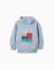 Sweat en coton à capuche et imprimé art thinker Bleu clair 1 - vertbaudet enfant 