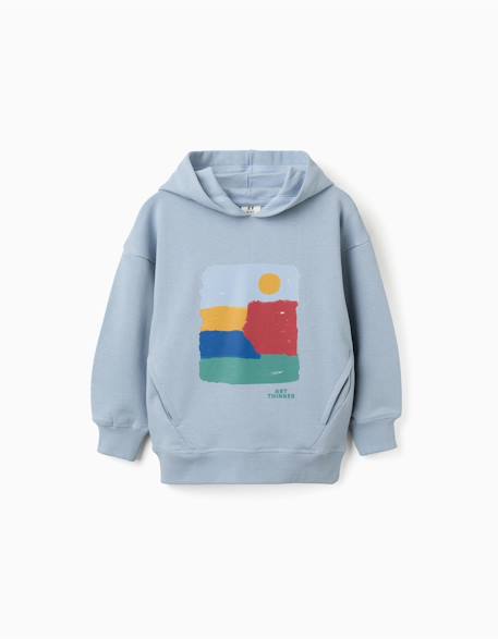 Garçon-Pull, gilet, sweat-Sweat en coton à capuche et imprimé art thinker