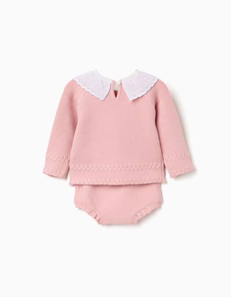 Ensemble pull et short en maille Rose clair 4 - vertbaudet enfant 