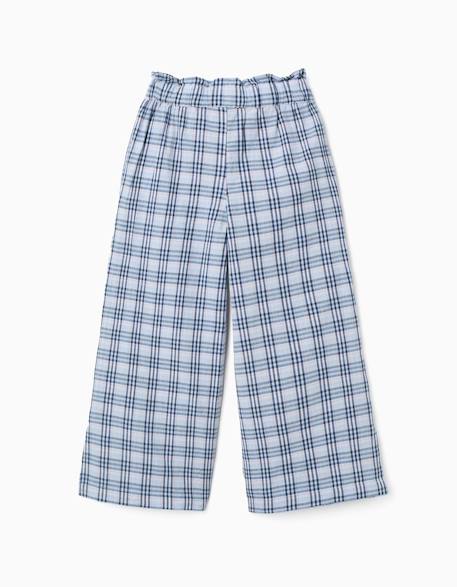 Pantalon large en coton à carreaux b&s Bleu foncé 2 - vertbaudet enfant 