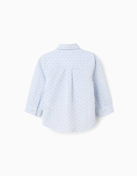 Chemise en coton et lin à motif cercles Bleu clair 2 - vertbaudet enfant 
