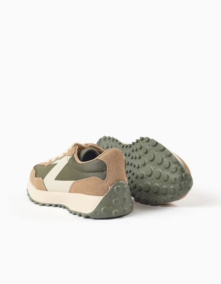 Baskets bi-matière à lacets superlight runner Vert foncé 3 - vertbaudet enfant 