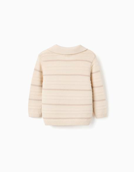 Pull en maille de coton à col polo Blanc 2 - vertbaudet enfant 