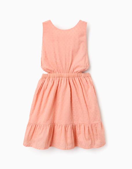 Fille-Robe en coton à pois suisses et découpes