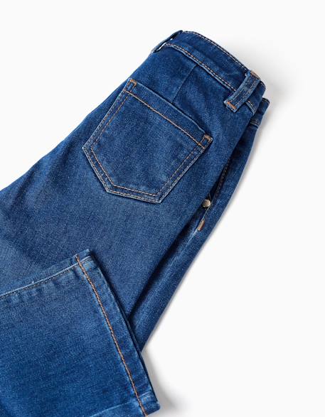 Pantalon en jean à jambes larges Bleu 4 - vertbaudet enfant 