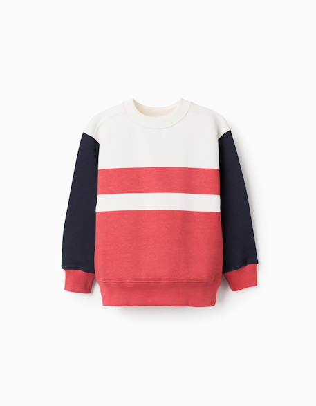 Sweat en coton avec blocs de couleur Rouge 2 - vertbaudet enfant 