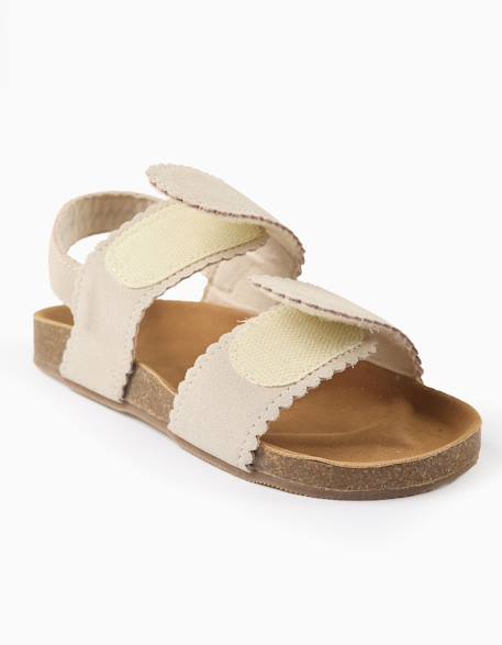 Sandales en daim avec fermeture à scratch Beige clair 4 - vertbaudet enfant 