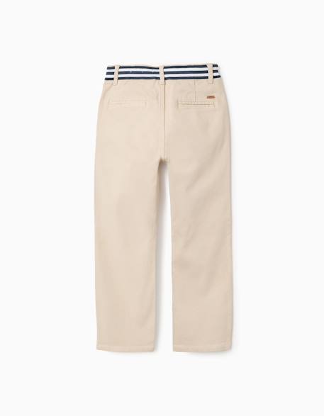Pantalon chino slim en sergé avec bande rayée Beige clair+Bleu 2 - vertbaudet enfant 