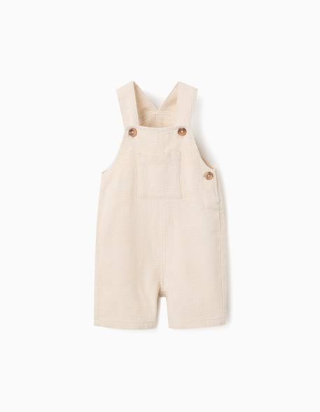 Salopette en coton dobby avec poches Blanc 1 - vertbaudet enfant 