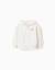 Sweat zippé en coton à capuche et imprimé floral Beige clair 1 - vertbaudet enfant 
