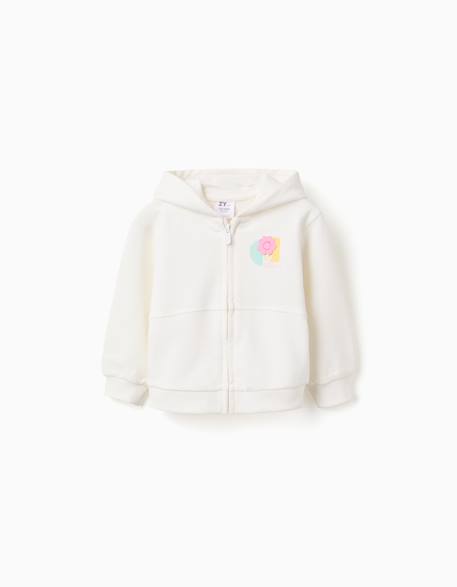 Bébé-Sweat zippé en coton à capuche et imprimé floral