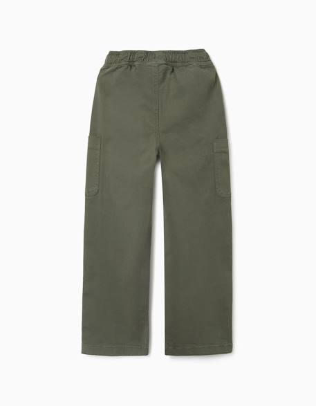 Pantalon en sergé à coupe droite avec poches cargo Vert foncé 2 - vertbaudet enfant 