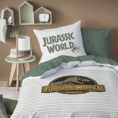 Linge de maison et décoration-Linge de lit enfant-Taie d'oreiller-Parure de lit imprimée 100% coton, jurassic world empreinte